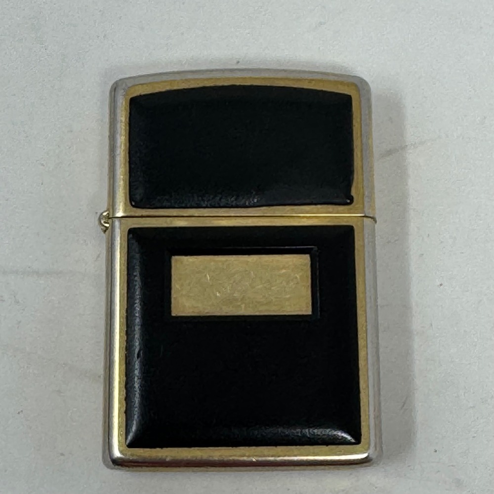 Vintage 1993 Zippo Lighter Gold Tone Black Leather Wrap Engraved DBD